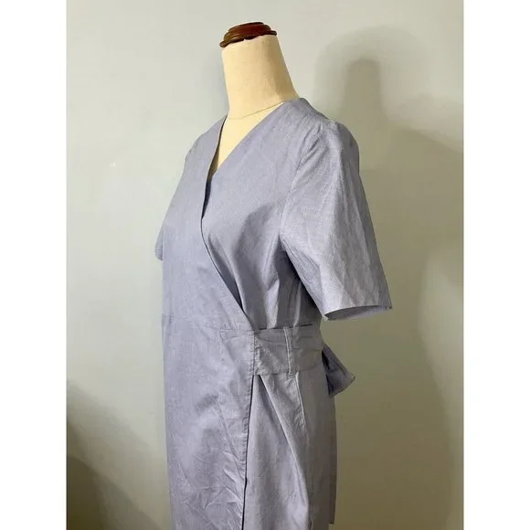 COS Blue Short Sleeve Cotton Wrap Pocket Dress Size EUR 34 - Picture 3 of 12